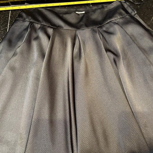 CACHE Womens Sz 6 BLACK PLEATED  Skirt Silky Stripe Full Swing EUC Belted - Picture 1 of 6